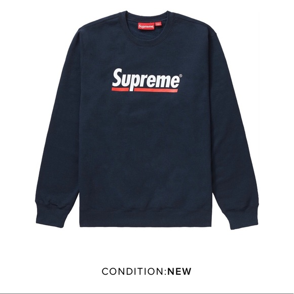 Supreme Underline Crewneck Navy 